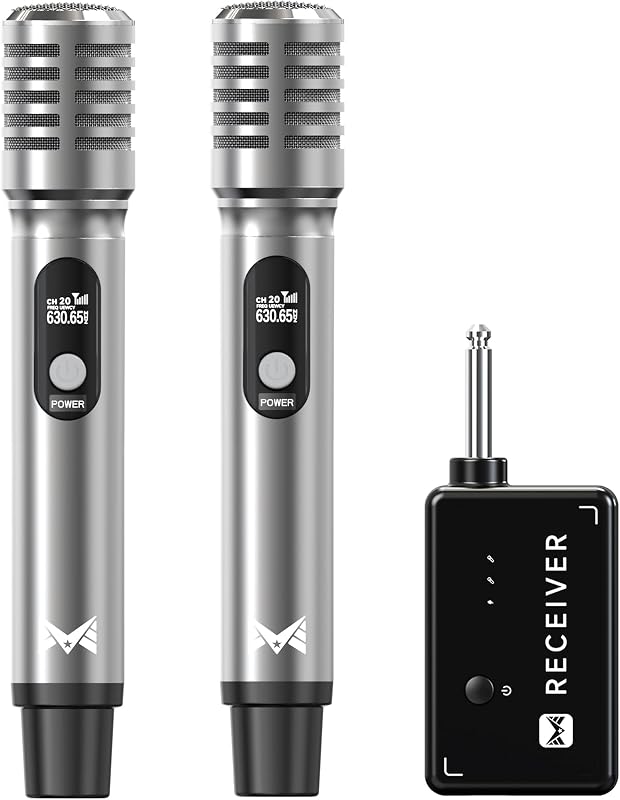 Wireless Microphones, Wireless Microphone with One-to-One Chip Connection, 40H Rechargeable Battery, 200FT Range, Plug and Play, Ergonomic Design,Less Latency Microphone for Singing Video Recording