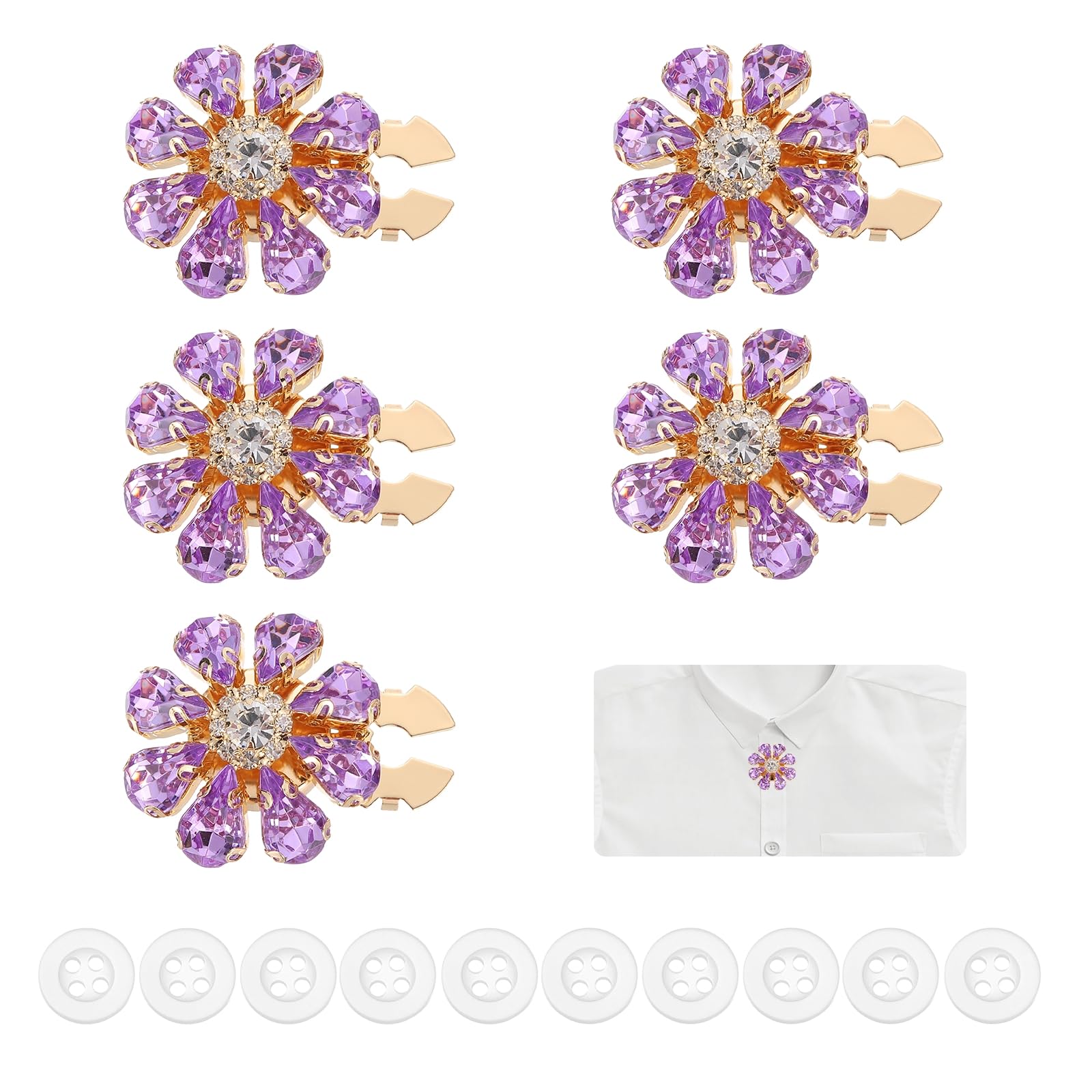 Cache-boutons strass PATIKIL haut de gamme violets et dorés pour chemise homme femme