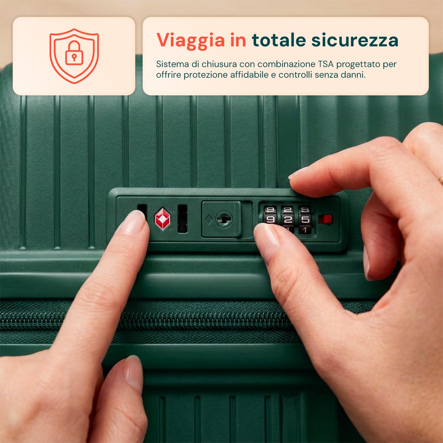 Avilia Set Valigie da Viaggio Rigide in ABS con Beauty Case - Set 3 Trolley 4 Ruote Doppie, Valigia Piccola Media Grande, Organizzazione Interna, Chiusura Rinforzata - Set 4 Pezzi (Verde)