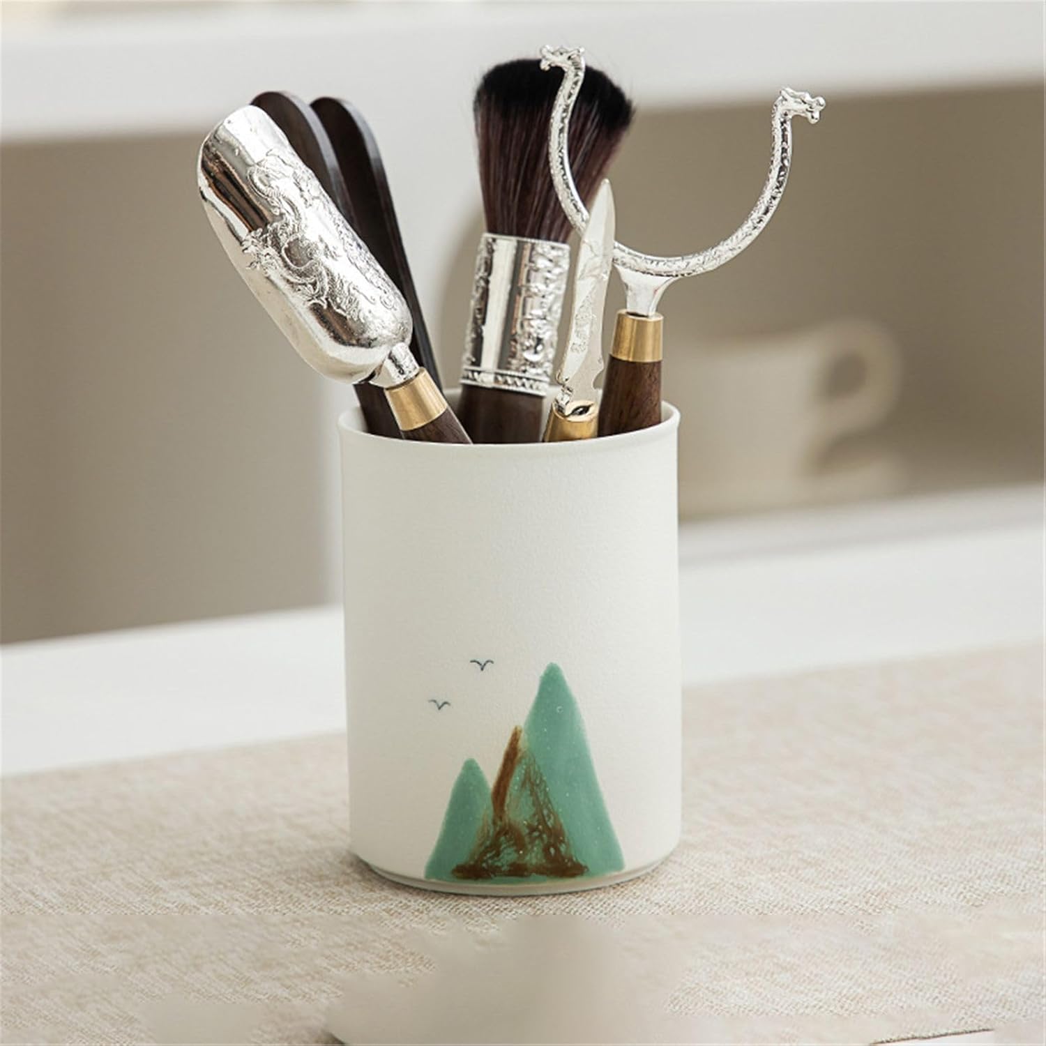 Black sandalwood tea ceremony accessories set tea clip tea knife spoon pot pen kung fu tea set tea making tool-Color4