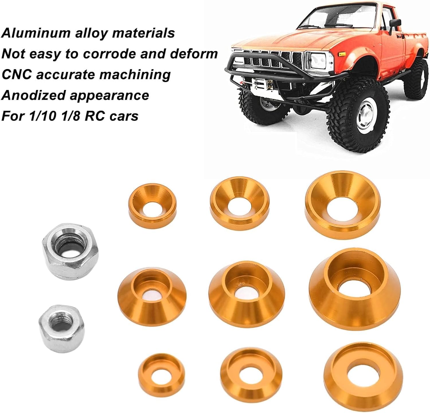 HERCHR Aluminum Alloy Cone Cup Head Screw Gasket Washer Counterbore Washers Gaskets Cup Shim Conical Washer Shim