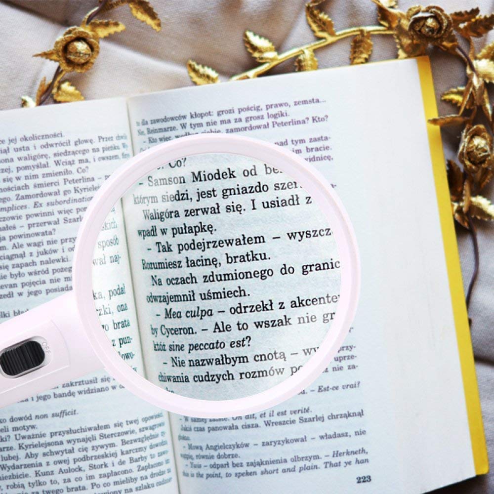 Lupa de Mano con luz LED para Lectura de Estudiantes, portátil, de Alta definición, de Gran Aumento, óptica