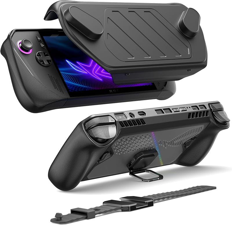 PC0109 ModCase for ASUS ROG Ally (2023), Protective Case, Black | Detachable Front Cover, 4 Micro SD Card Slots and 2 Accessory Straps for ASUS ROG Ally (2023) Only