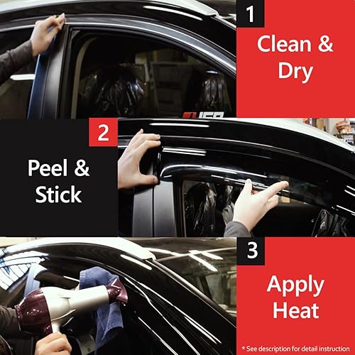 Miniatura 7 de JSP Tira deflectora de ventana lateral, protector de lluvia de canal exterior para Toyota Tacoma Crew Max 2016-2022, acrílico ahumado oscuro,