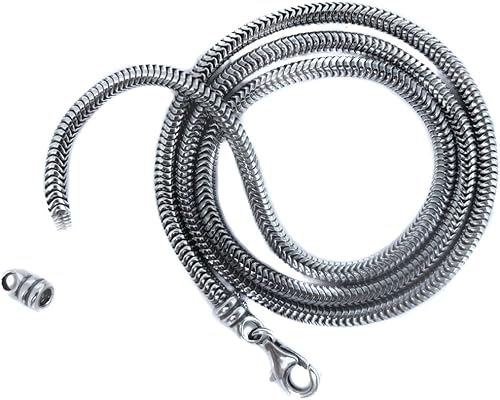 JOSCO Collar con dije de estilo europeo, 0.118 in serpiente S. plata 16,18,20,22,24 pulgadas