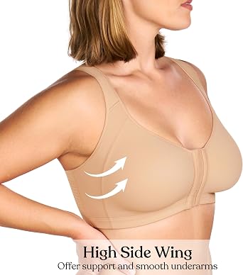 HSIA Women's Posture Minimizer Bra - Front Closure Bra for Women No Underwire Back Support Plus Size Full Coverage Bra