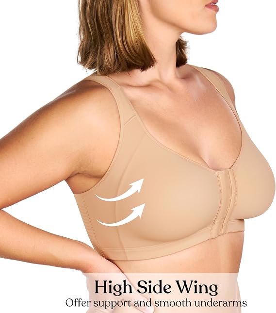 HSIA Women's Posture Minimizer Bra - Front Closure Bra for Women No Underwire Back Support Plus Size Full Coverage Bra