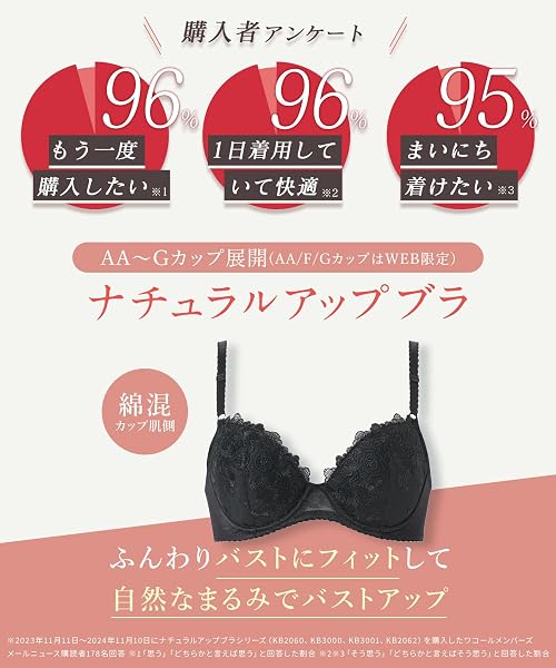 ブラジャーAA~Gカップ ふっくら自然なまるみでバストアップ カップ肌側綿混 【ナチュラルアップブラ】 ワイヤー入り ブラ 小さいサイズ 大きいサイズ KB2060レディース - 4