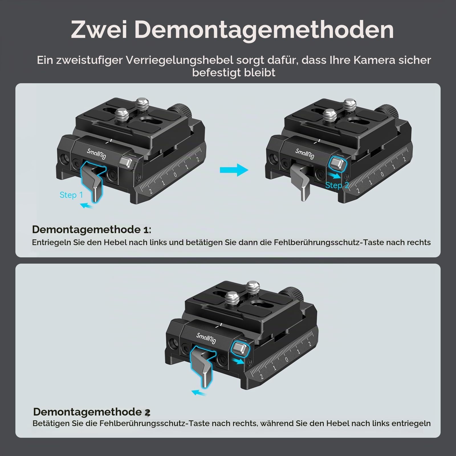 SMALLRIG Schnellwechselplatte und Klemme für Arca-Swiss Standard, mit Bottom Platte für MFT 501PL Standard, kompatibel mit DJI RS Serie Gimbal – 4234