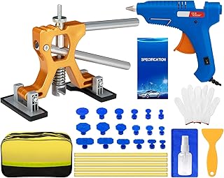 31Pcs Car Dent Puller Kit, Paintless Dent Removal Kit with Adjustable Dent Lifter, Dent Repair Kit for Auto Body Large & Small Dents, Dent Puller Tools for Car Hail Damage DIY Repair
