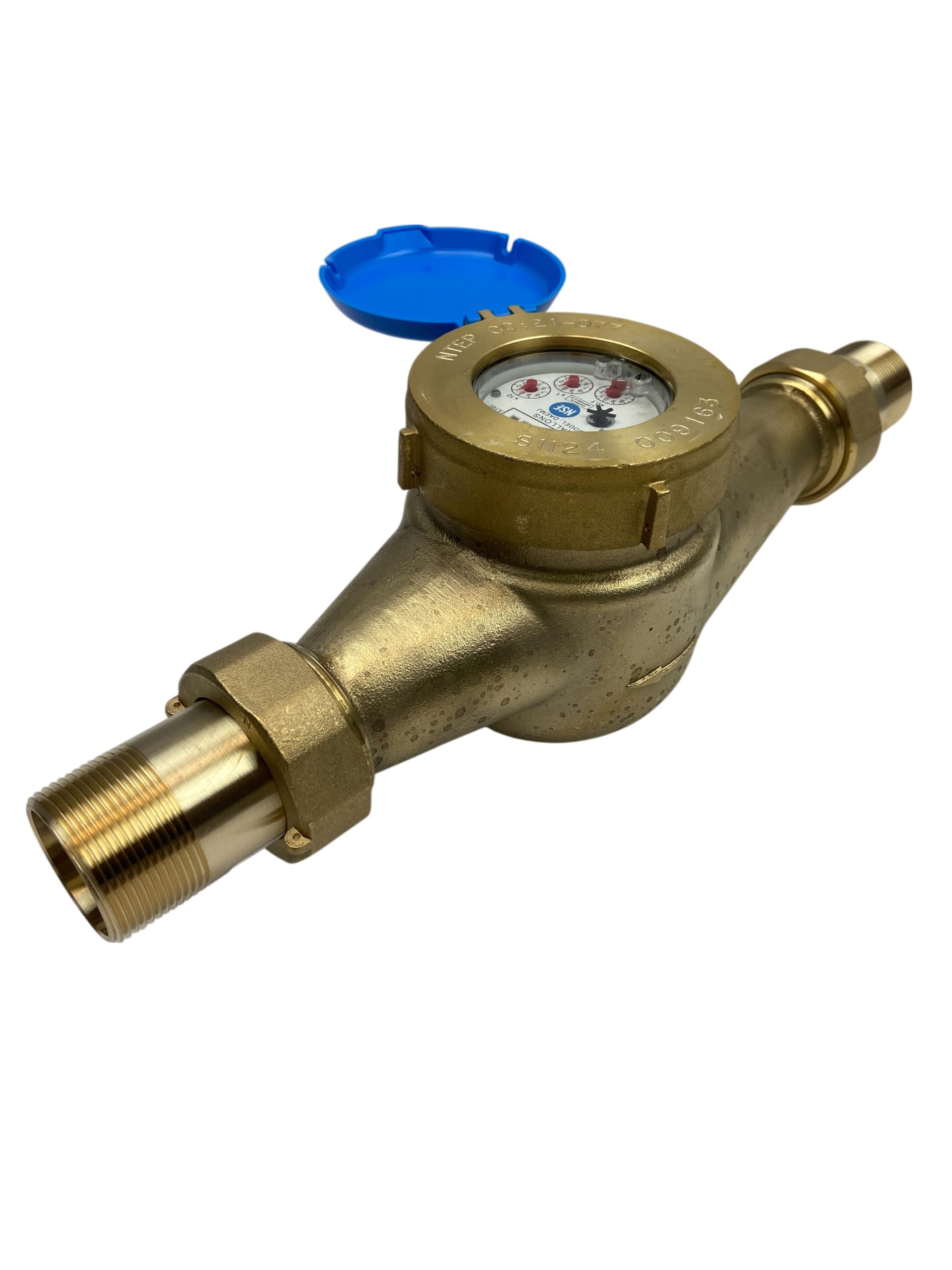 DAE MJ-150 1.5" NSF61 Non Lead Potable Water Meter, No Pulse Output, Couplings, Gallons