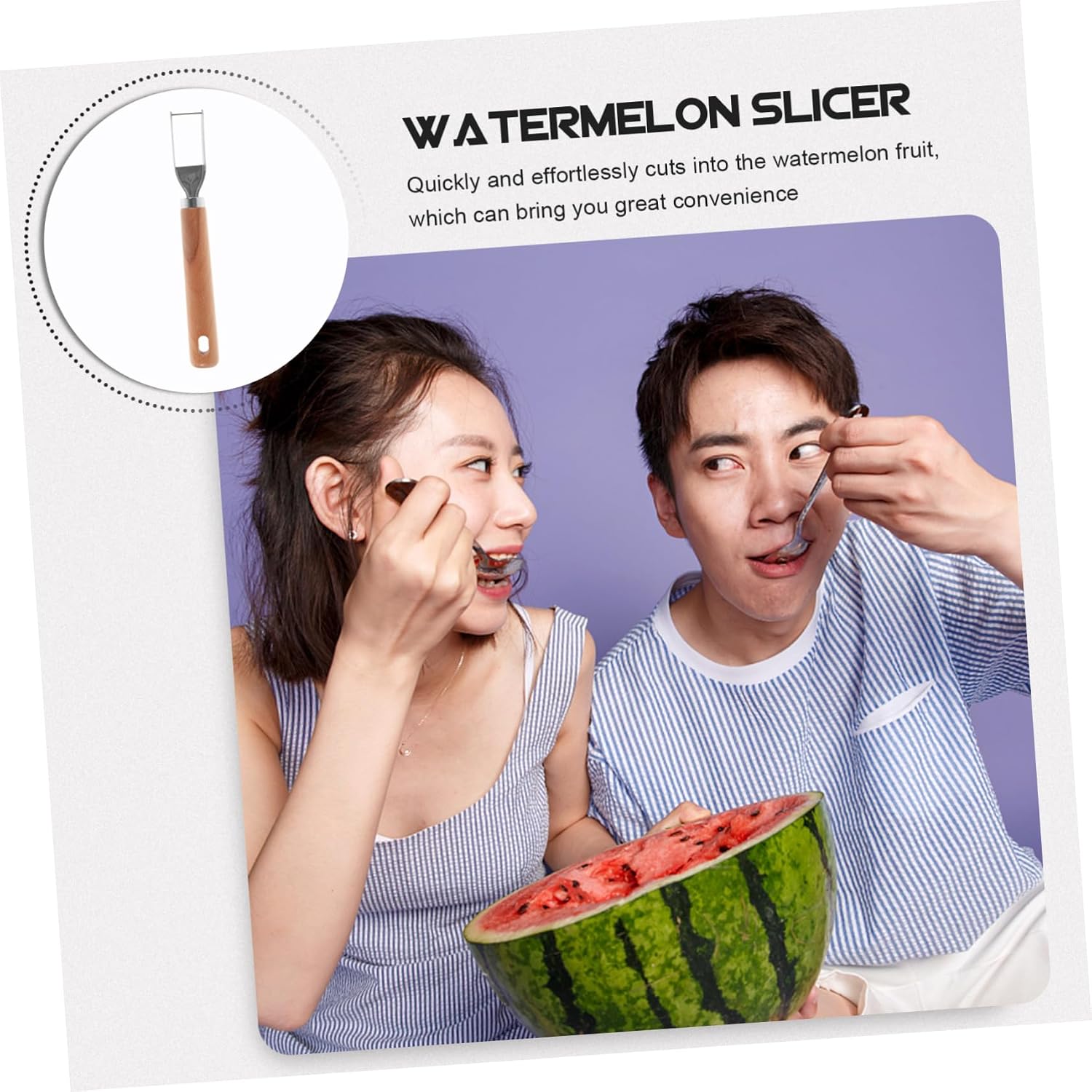 COLLBATH Portable Watermelon Cutter Stainless Steel Fruit Cutting Tool