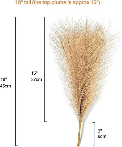 Miniatura 8 de KitWinner Hierba sintética de las pampas, 6 tallos de hierba artificial de las pampas, hierba pomposa para jarrón pequeño, decoración bohemia del