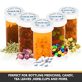 Plastic Medicine Pill Bottles with Child Resistant Caps - Push Down and Turn - Prescription Vial, Medicine Container, Pill Cases Dispenser Organizers (12pcs, 13 Dram)