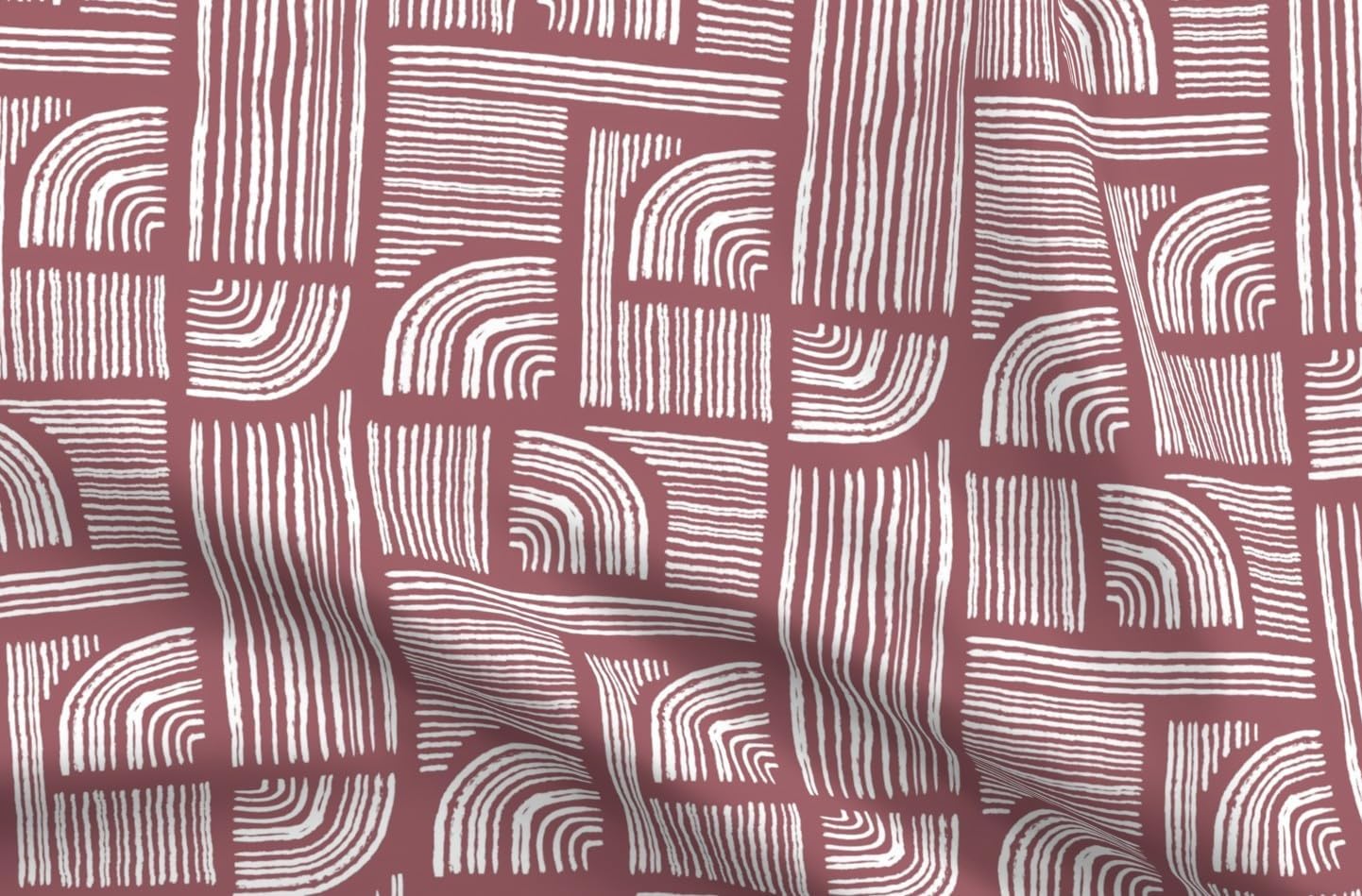 Spoonflower Fabric - Abstract Geometric Rustic Zen Garden Brushstroke Calming Shapes Printed on Petal Cotton Fabric Fat Quarter - Sewing Quilting Apparel Crafts Decor