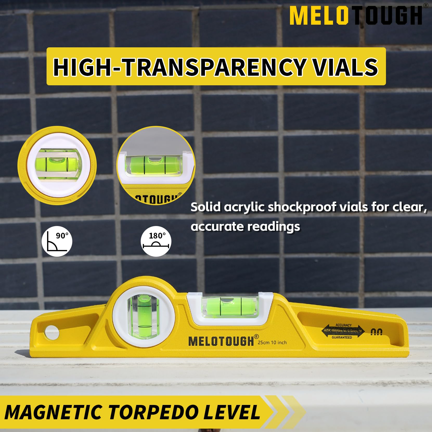 MELOTOUGH Magnetic Level - 10 Inch Torpedo Level -4