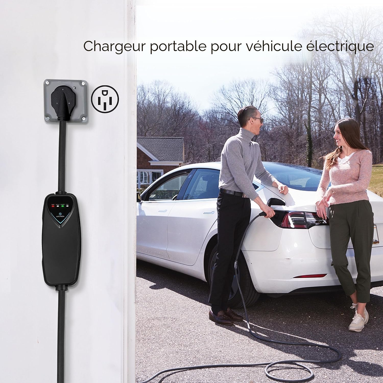 Station De Charge Lectron V-Box Pro Pour Tesla – 48A, NACS, Niveau 2, 16 Ft (comme Neuve)