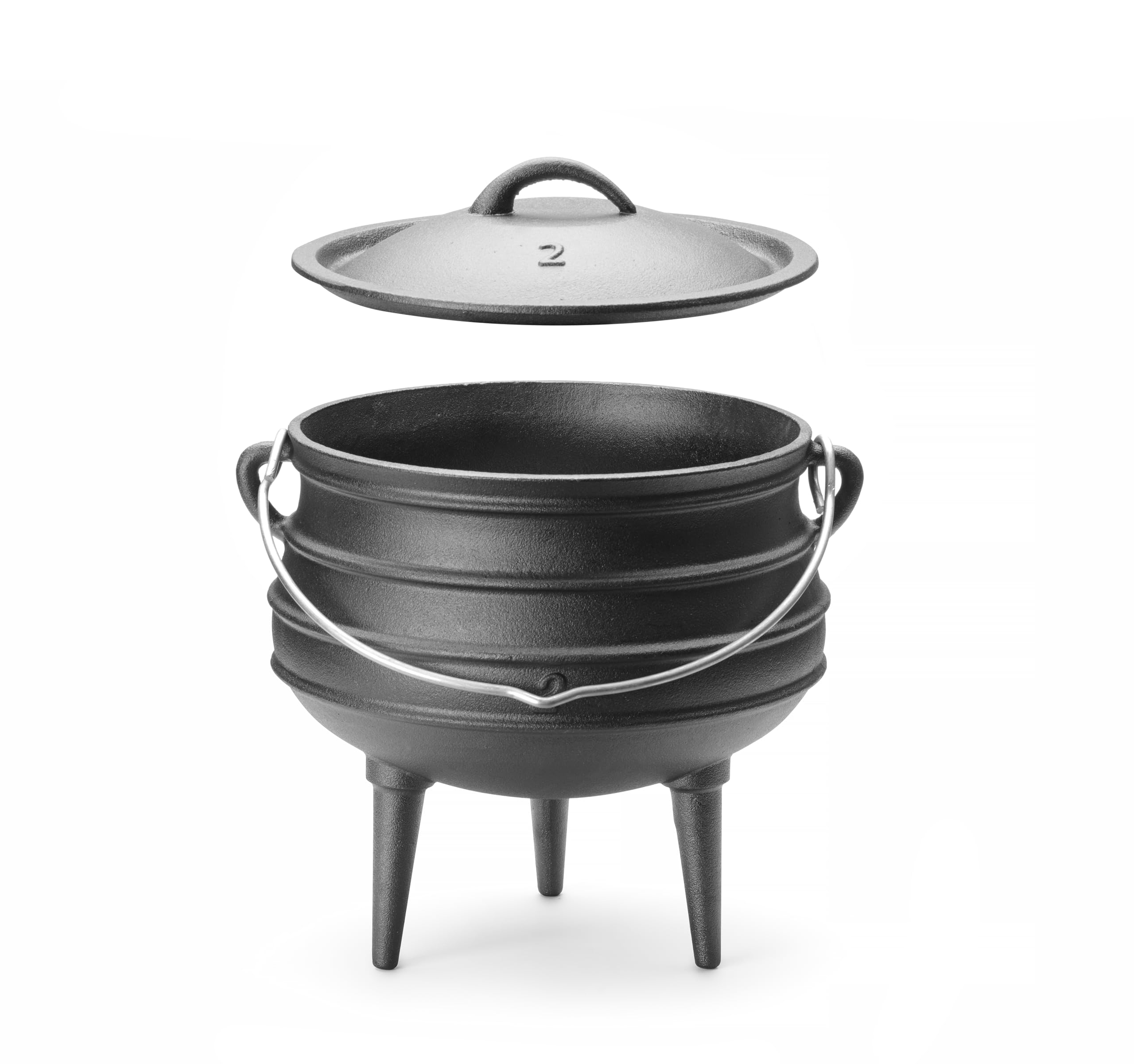 HENDI Pentola in ghisa a 3 gambe, tipo potjie sudafricano, con coperchio e manico ad arco, per fuoco aperto e forno, 6L, ⌀245x(H)280mm