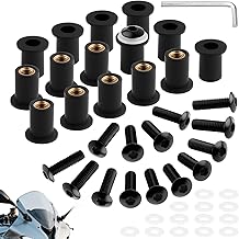 TXXATX 15 Stück Motorrad Windschild Befestigung Schrauben M5x16 mm Verkleidungsschrauben Motorrad Schwarz Bolzen und Schrauben M5 mit Schlüssel für Befestigung und Unterstützung Windschutzscheibe