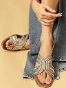 Marc Loire Women Smart Casual Embellished Slip-On Open Toe Flats Chappals | Fashion Sandals with Comfortable Sole (Gold, UK Footwear Size System, Adult, Women, Numeric, Medium, 3) gallery image
