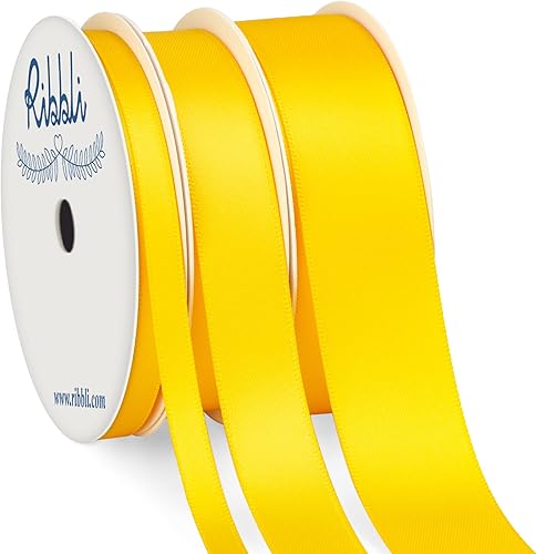Miniatura 23 de Ribbli 3 Rollos de Cinta de Manualidades de Satén Negro Sólido de Doble Cara, Total 30 Yardas