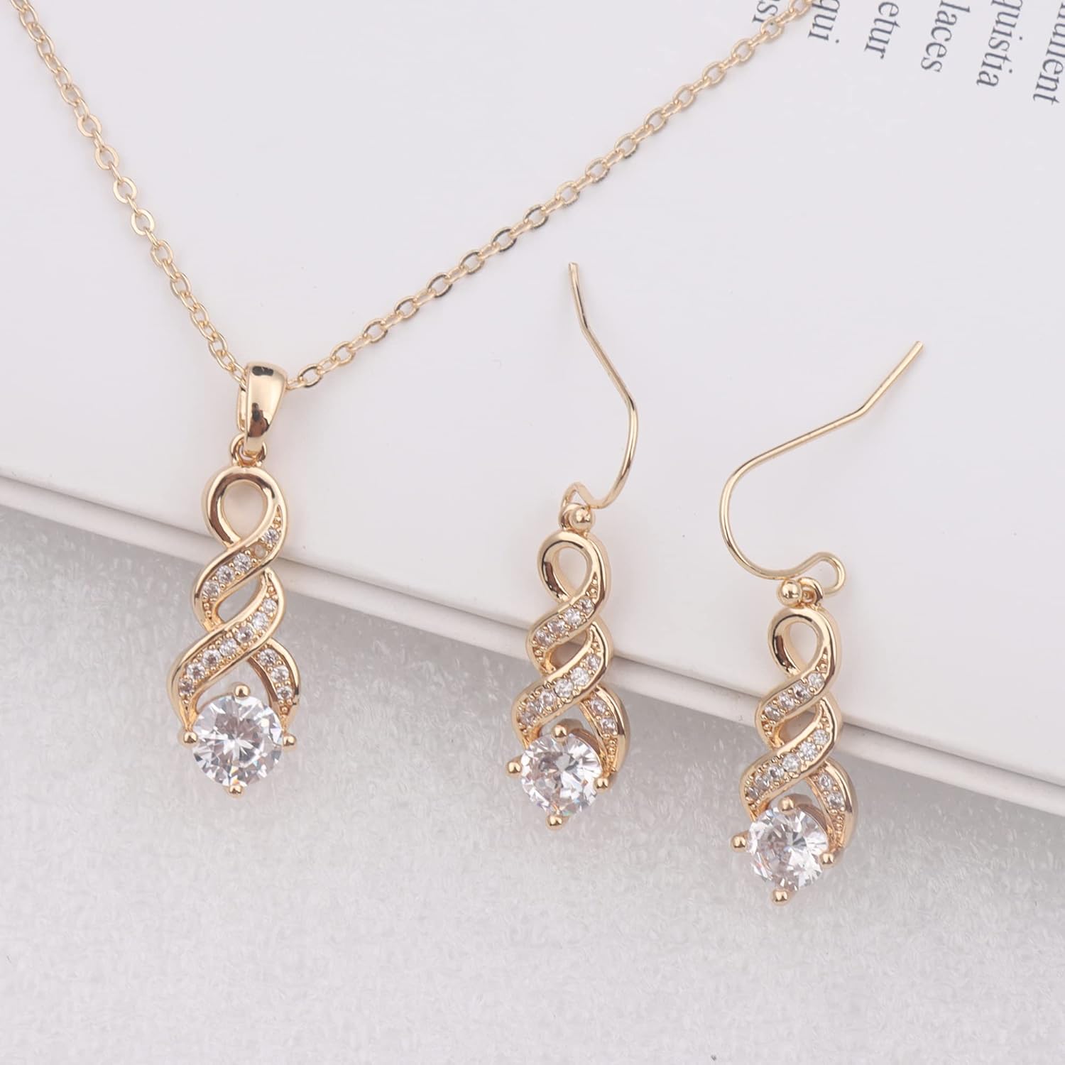 I Can't Say I Do Without You | 1 4 6 8 Sets Bridesmaid Jewelry Sets for Women 18K Gold or Rose Gold Plated Cubic Zirconia Necklace and Earring Set for Wedding Gifts - Image 4