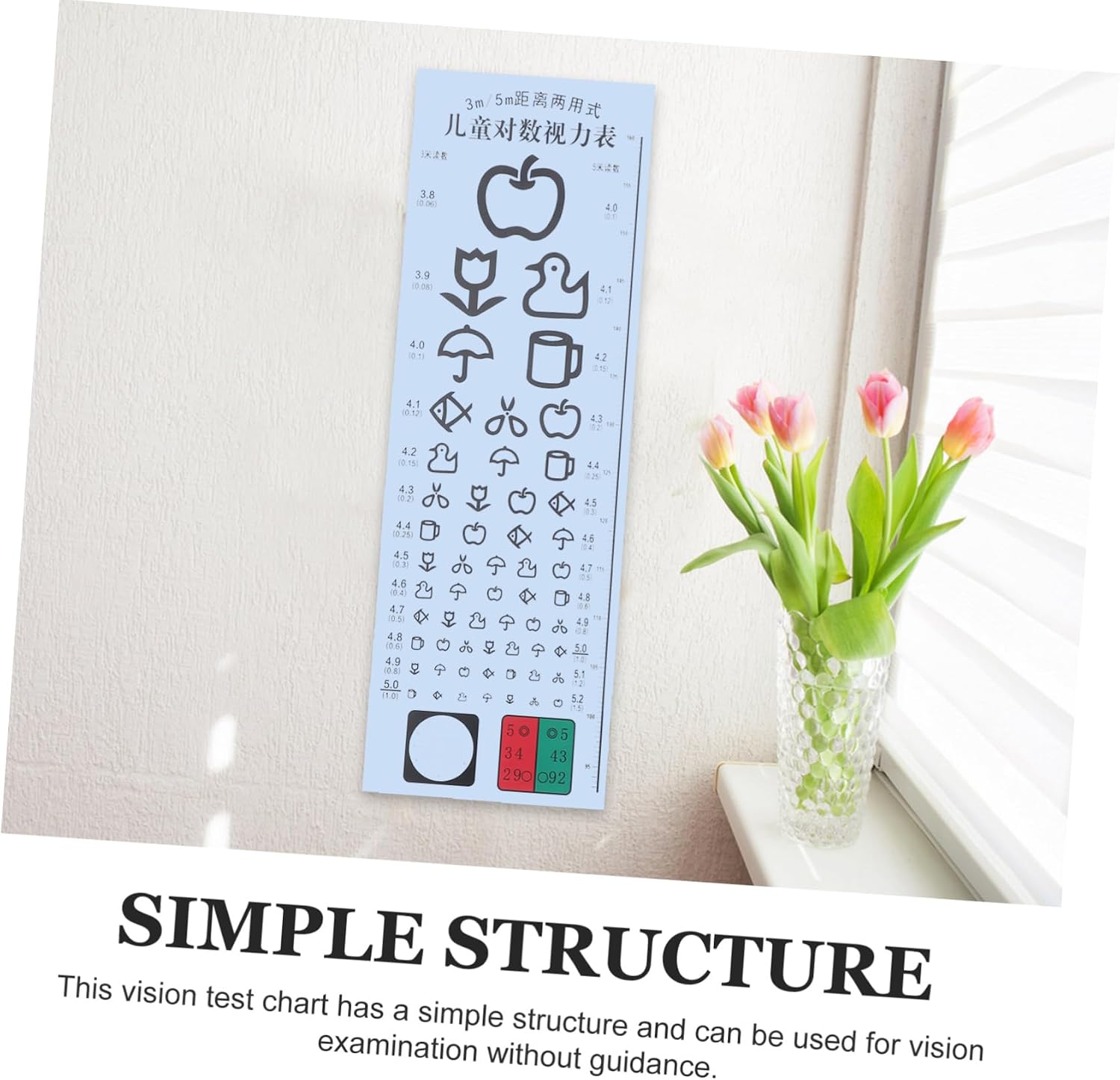 GARVALON Early Screening Kids Snellen Chart Wall Eye Test Chart Classroom Tool
