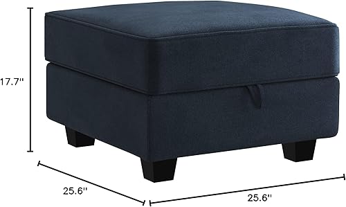 Miniatura 3 de HONBAY Ottoman Module for Modular Sectional Sofa, Storage Ottoman Square Ottoman Bench for Living Room, Velvet Dark Blue Azul