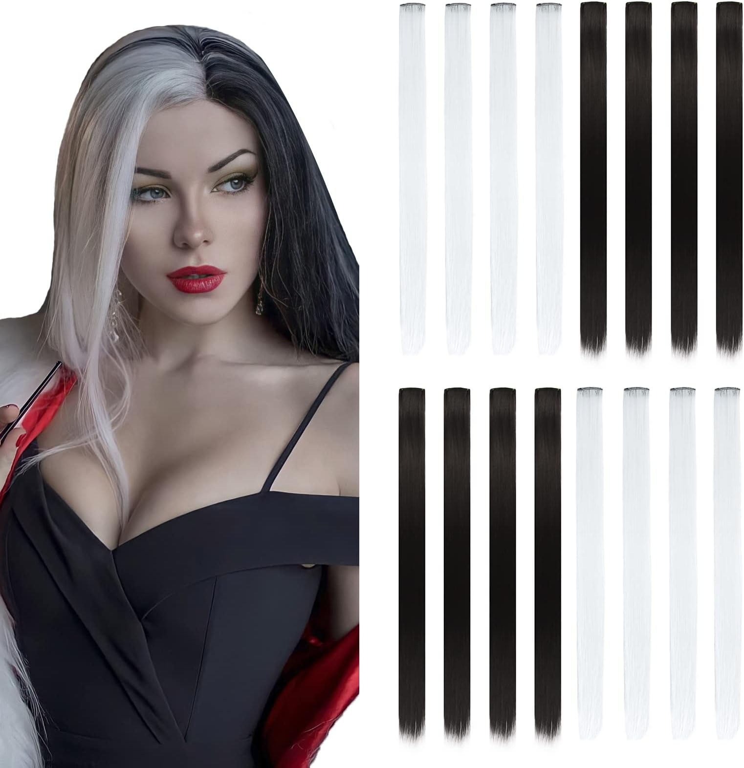 Black and white hair extensions Clearance