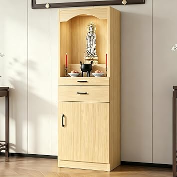 Solid Wood Altar Table, Buddhist Altar Cabinet, Chinese Buddhist Pooja Cabinet, with Storage, Pedestal Offering Table for Living Room, Small Spaces