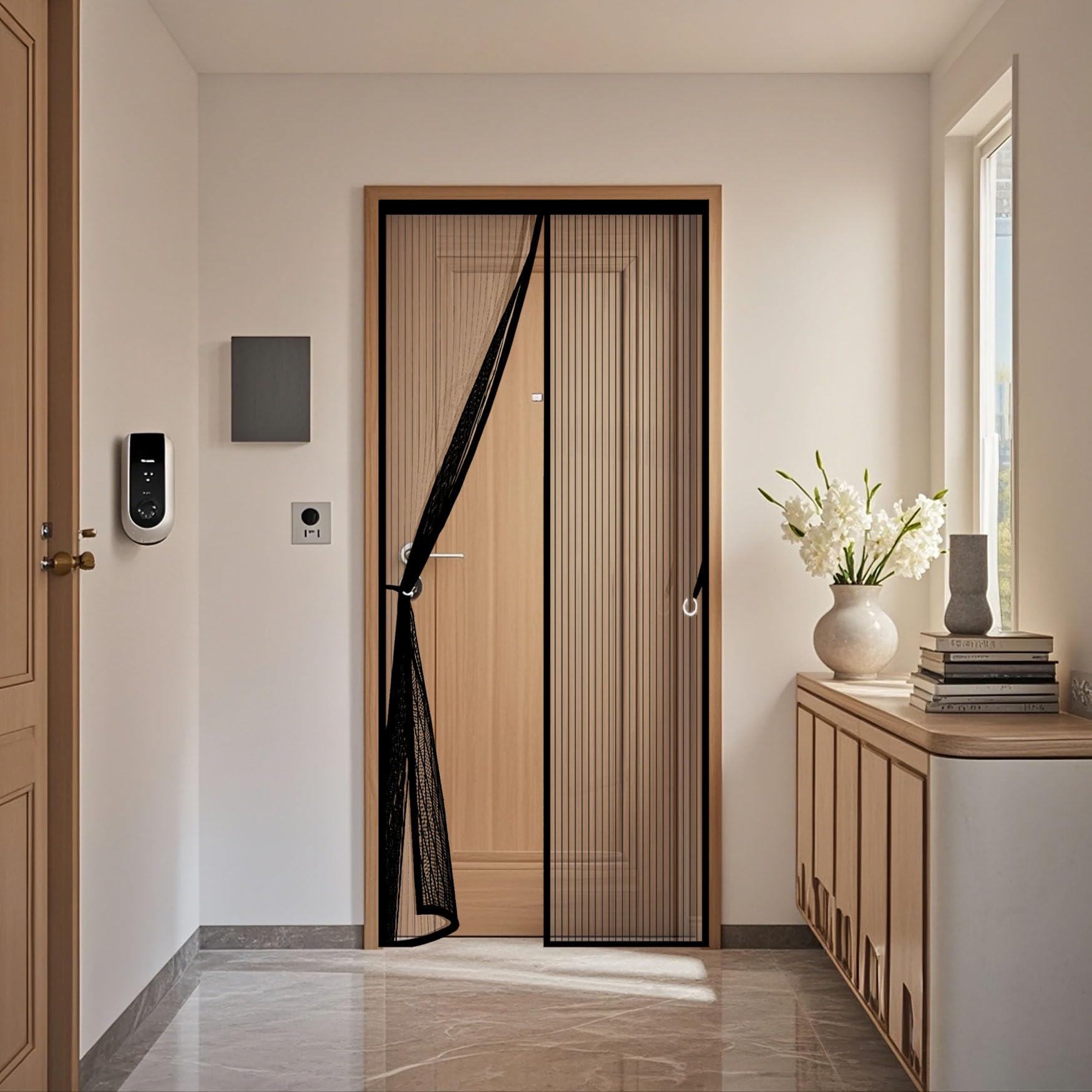 Moustiquaire porte 83x252 cm aimantée rideau noir pour balcon