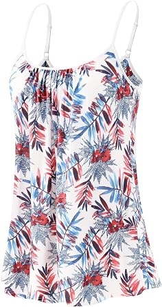 Rosyline Camisole for Women with Built in Bra Flowy Swing Tank Tops with Adjustable Strap S-4XL