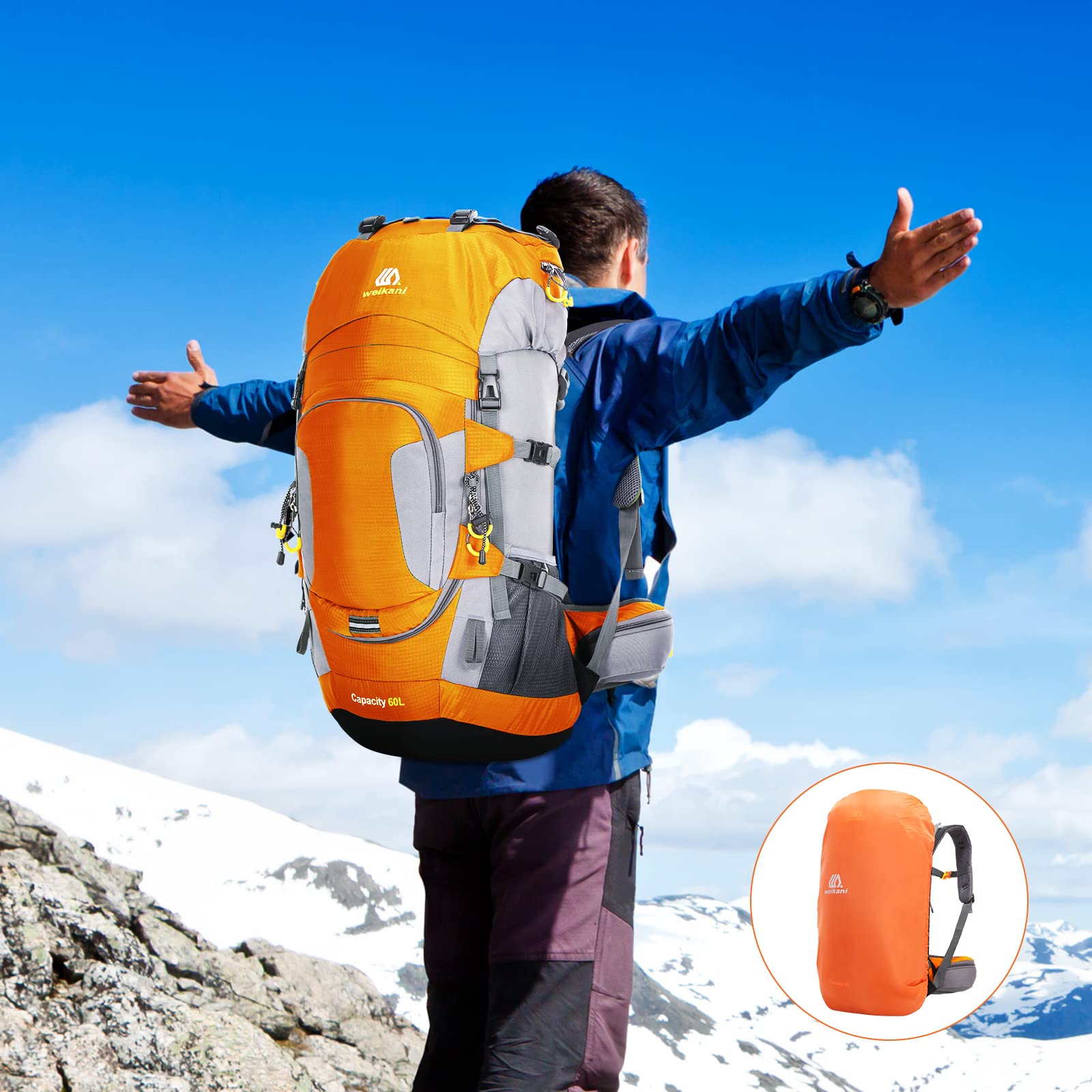 Lixada Zaino da trekking 50 l zaino con custodia di protezione impermeabile ultraleggero per alpinismo arrampicata trekking sport viaggio campeggio
