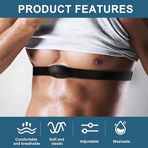 Miniatura 6 de Heart Rate Monitor Chest Strap Compatible with Polar H10 H9 H7 Wahoo Garmin, Adjustable Waterproof Replacement Band with Crystal Velvet Storage