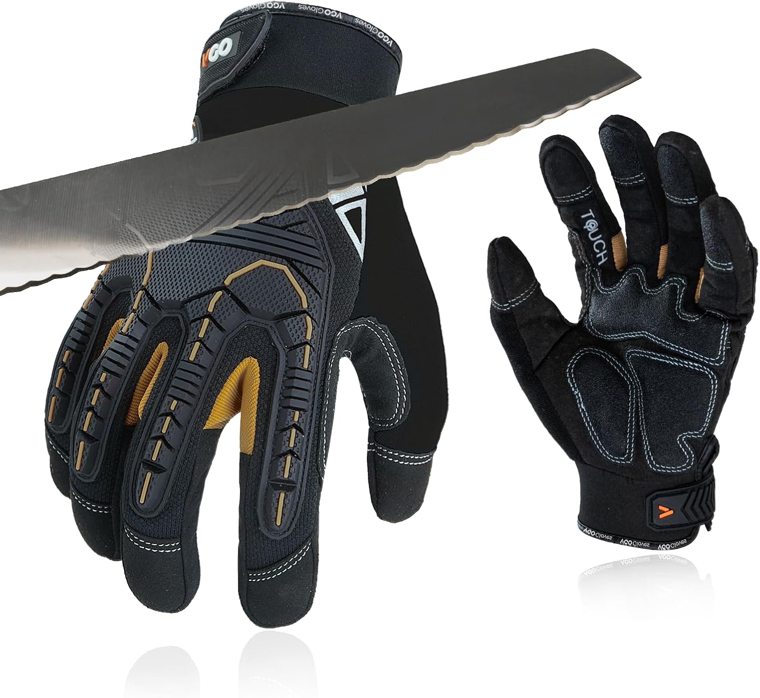 Vgo… 1Pair Cut resistant work gloves,Cut proof gloves for men，ANSI level A5，Impact Gloves,Anti-Vibration Gloves,Rigger Gloves,Heavy Duty(SL8849IPA5,L)