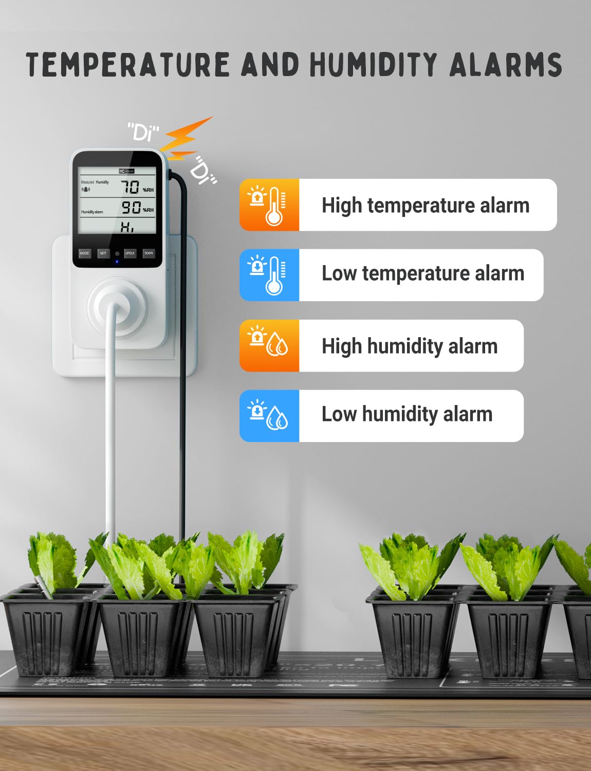 INKBIRDPLUS Feuchte- und Temperaturregler Steckdose 230V mit Alarmfunktion