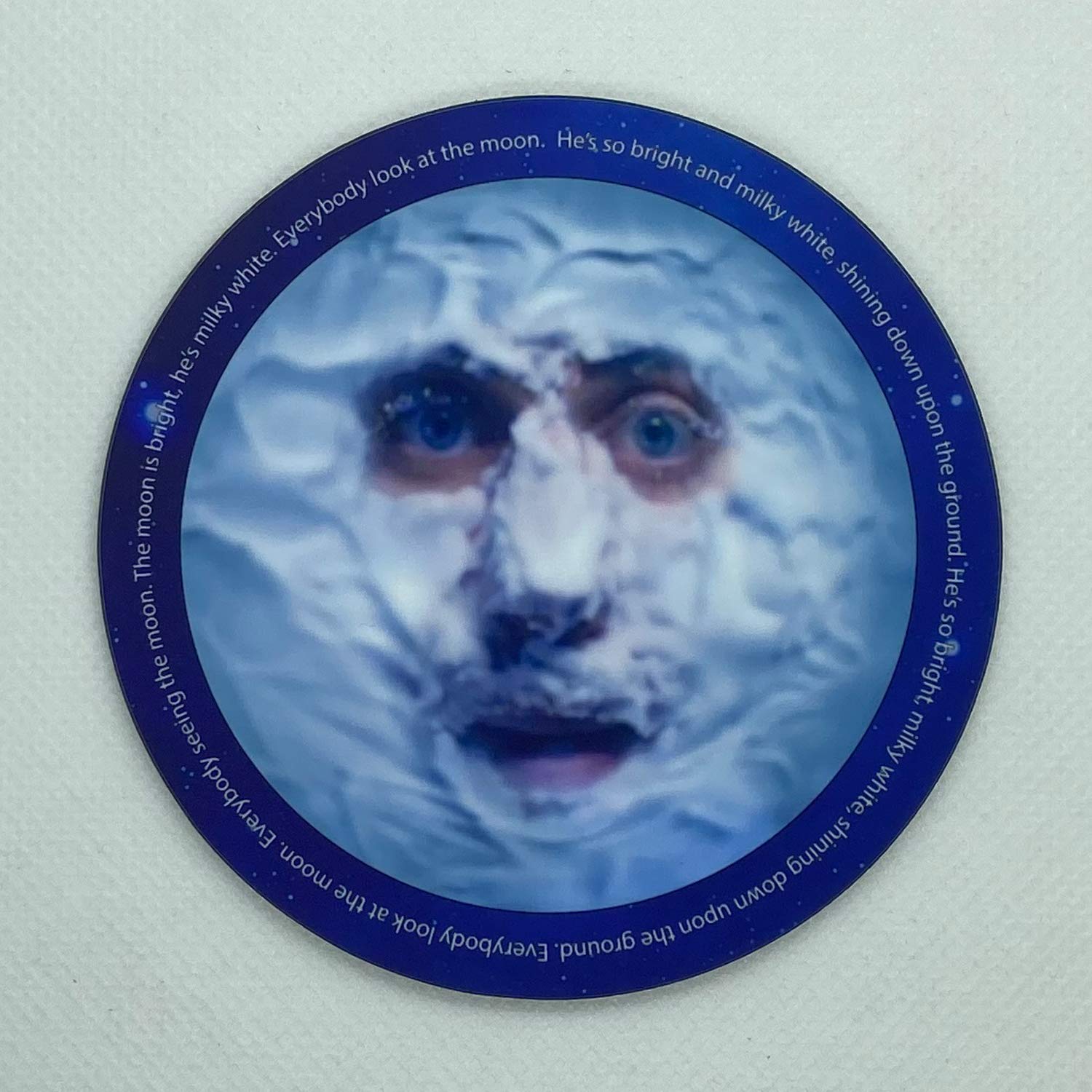 The Moon - With Song Lyrics Inspired by The Mighty Boosh - Drinks Coaster - Hardboard - 9cm - Gloss Finish