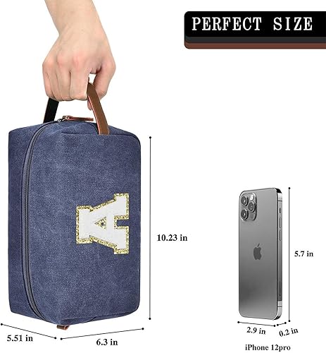 Miniatura 2 de UTOTEBAG Neceser de iniciales para hombre, regalos de Navidad, Azul, A