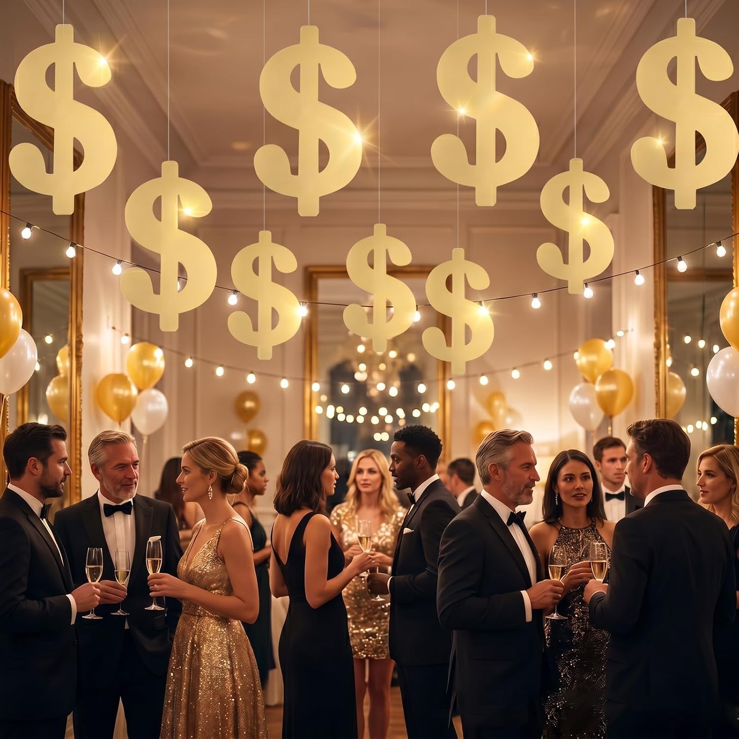 8 Pack 13. 4'' Gold Money Themed Party Decorations for Party Decors