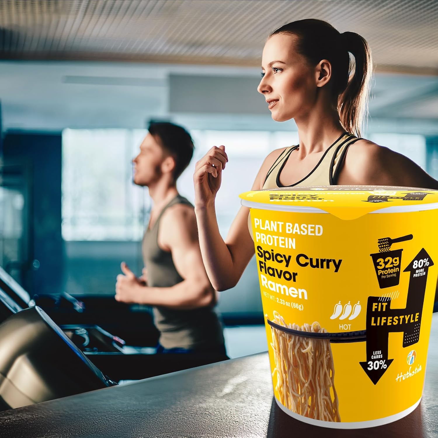 Hethstia Protein Ramen Spicy Curry & Konjac Shirataki Fettuccine Bundle, 32g Plant-Based Protein, Low Carb Vegan Pasta & Instant Noodle Meal, Gluten-Free, Low Calorie, Ready to Eat image 5