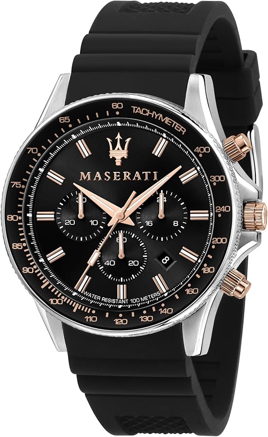 【美品】Maserati クロノグラフ 時計 ブラック ラバーベルト Amazon.co.jp: [Maserati] マセラティ 腕時計 メンズ 44mm 男性式