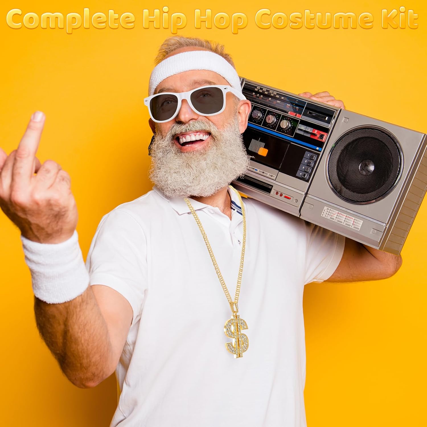 8 Pcs Hip Hop Costumes Kit 80s 90s Rapper Accessories Including Sunglasses Necklace Hat Pens for Men Women Rapper Themed Party - Image 6