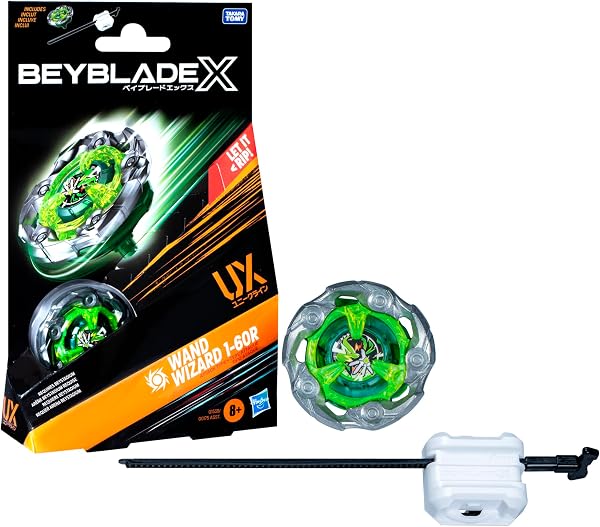 Hasbro Beyblade X, Starter Pack, Wand Wizard 1-60R UX con trottola e Lanciatore - 1