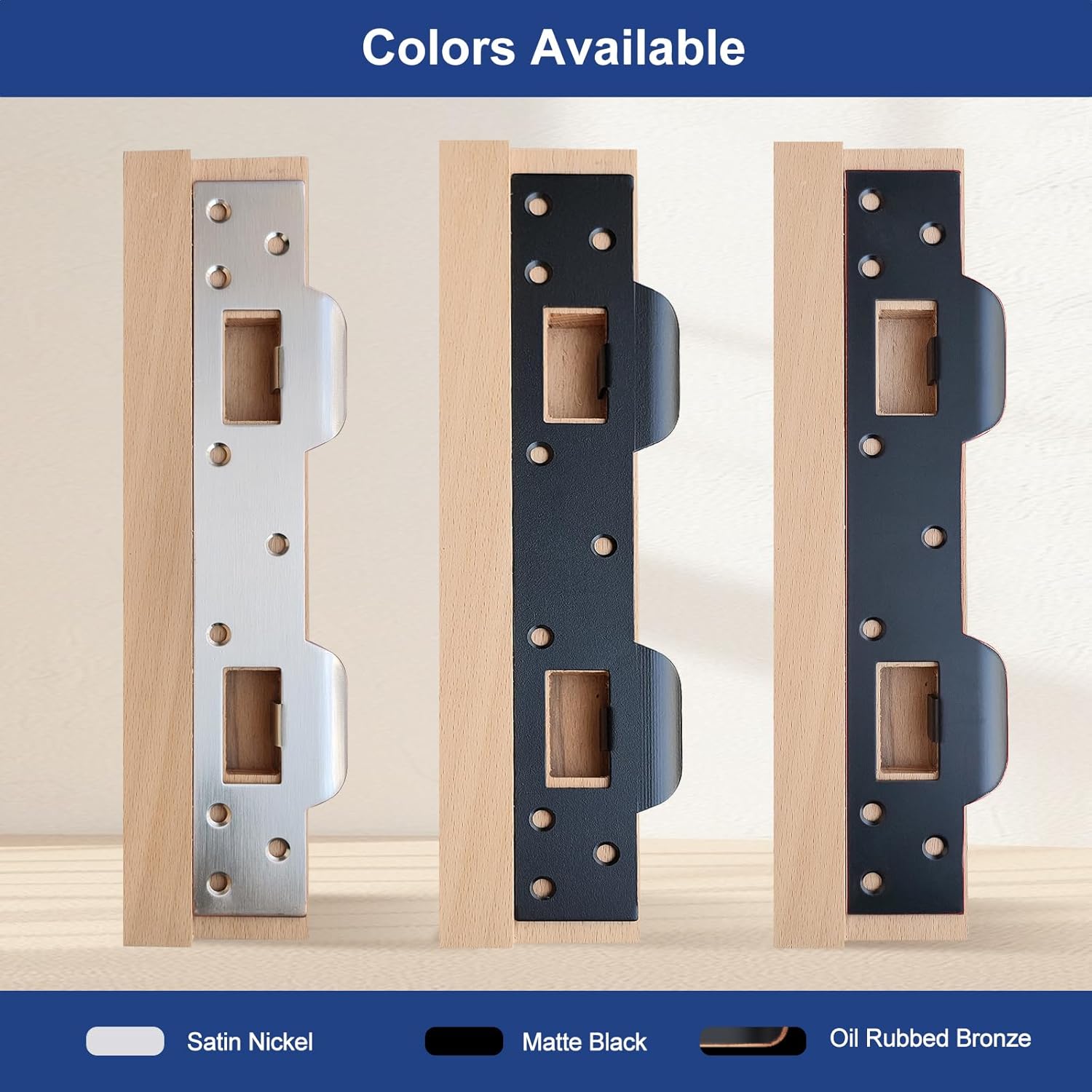 MOSECYOU Door Strike Plate Double Opening Matte Black, with Reinforced Torx/Star Screws & Bit, Front Door Security Latch Striker, Reinforcement for Exterior/Interior Deadbolt Door Knob