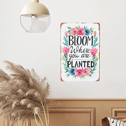 Miniatura 6 de Letrero de metal de inspiración de jardín, 8 x 12 pulgadas, "Bloom Where Planted", decoración rústica de pared para invernadero, porche y estética