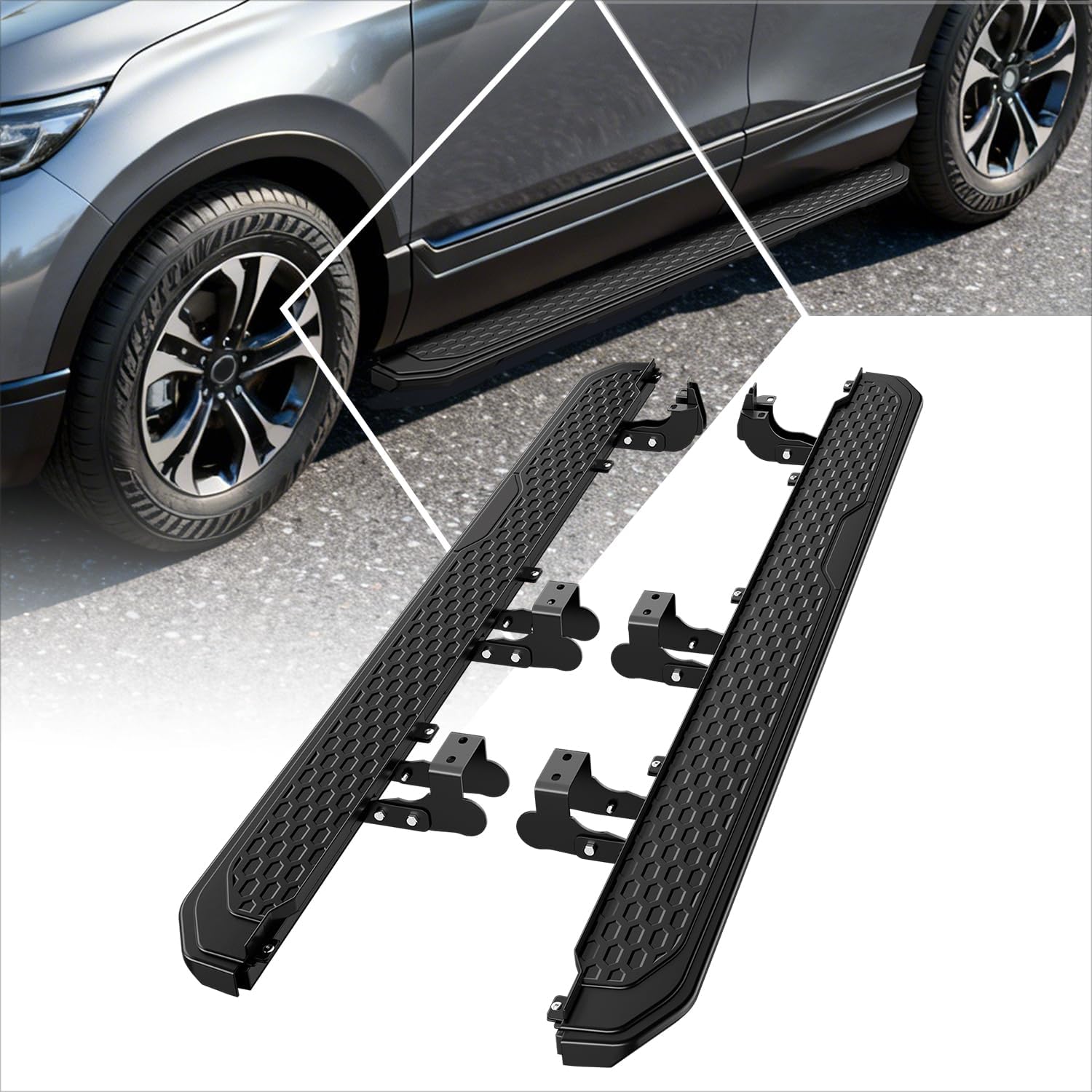 PM PERFORMOTOR Running Boards Compatible with 2023-2026 Honda CR-V, Matte Black, Stainless Steel Side Steps