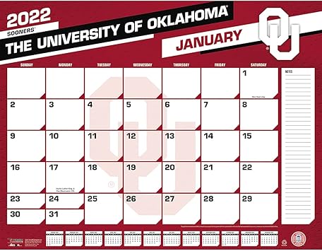 University Of Oklahoma Fall 2022 Calendar Amazon.com : Turner Sports Oklahoma Sooners 2022 22X17 Desk Calendar  (22998061485) : Office Products