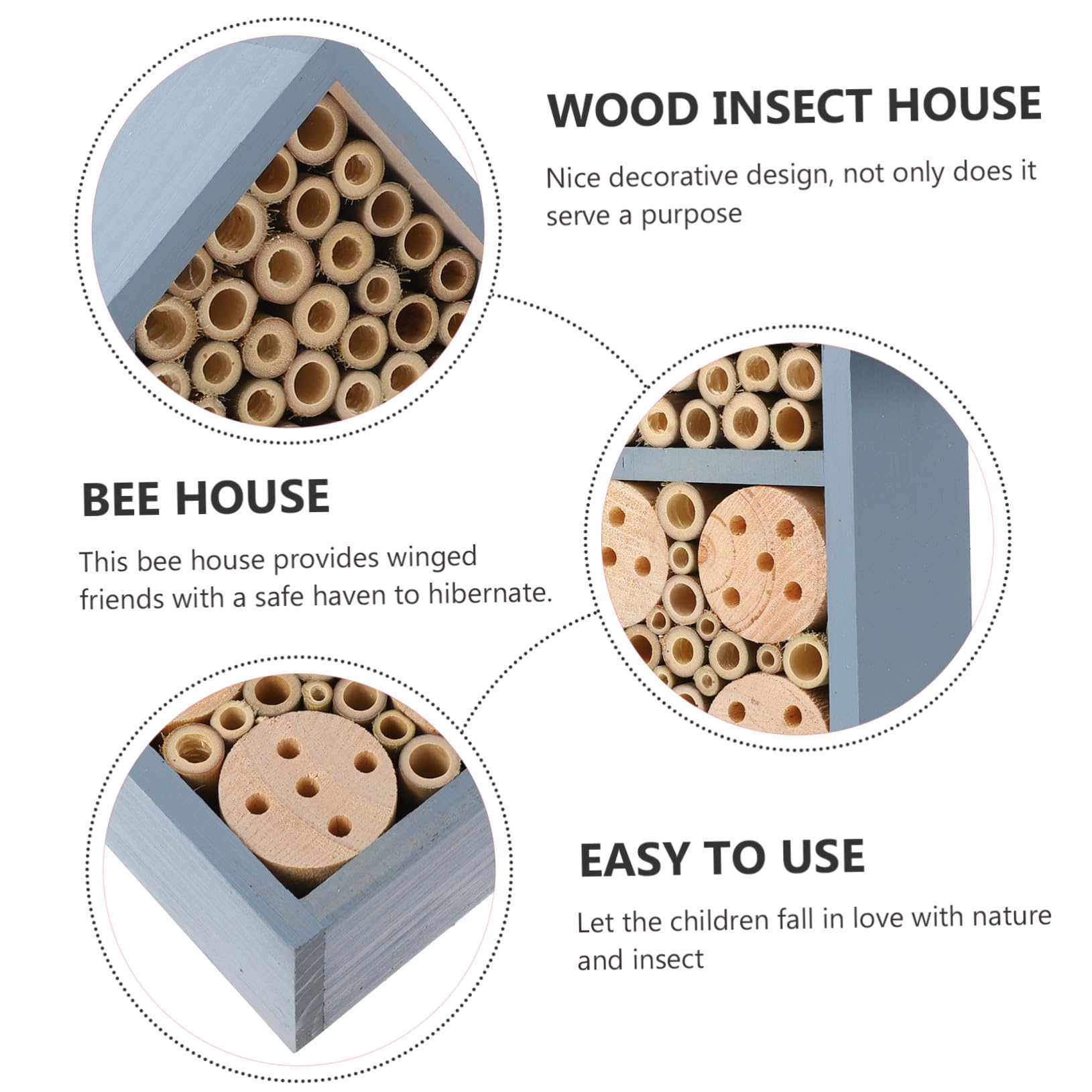 Innestatrice Insetti in Legno Dipinto Blu Rifugio Naturale per Api Solitarie e Insetti Esterni Nido Protetto con Tetto Sicuro per e Orti Appeso