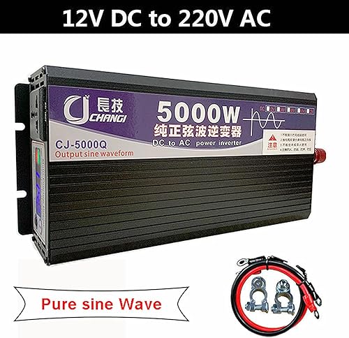 Miniatura 2 de Inversor de corriente de onda sinusoidal de 5000 W, 12 V24 V48 V60 V CC a 220 V CA con pantalla LCD para RVcamióncocheemergenciasolar (DC12V a