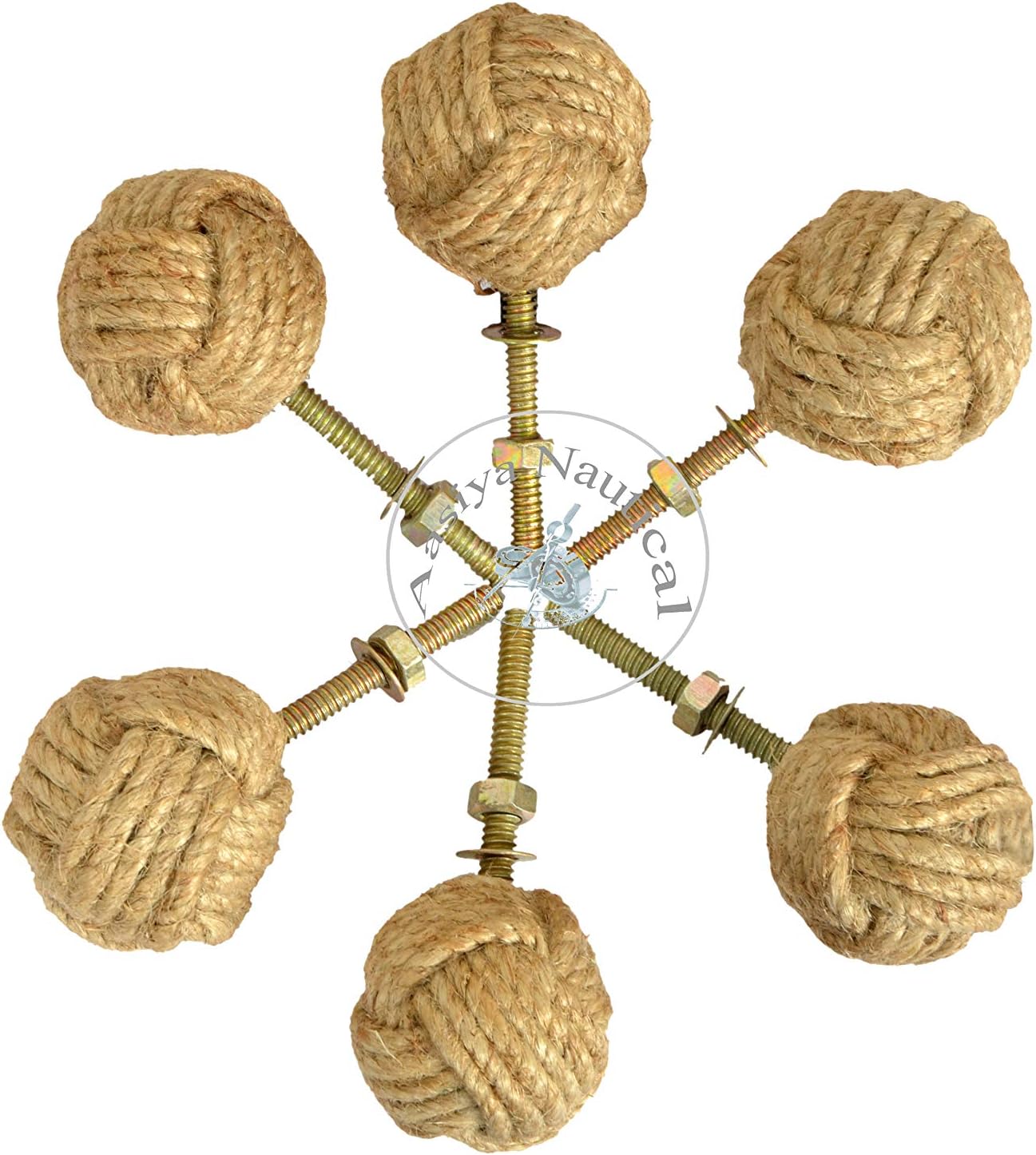 Set of 12 Jute Rope Cabinet Knobs – Beach Style Drawer Pulls & Door Handles – Coastal Home Decor Hardware – Handmade Nautical Rope Knots for Cabinets, Dressers & Cupboards